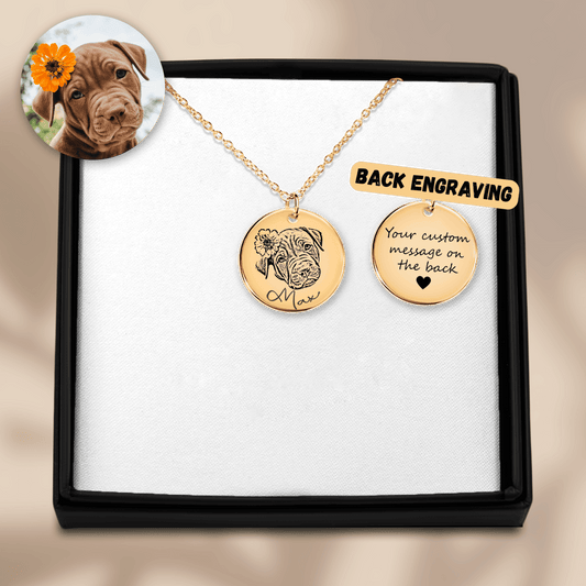 Dog Portrait Necklace personalize your custom engraved necklace