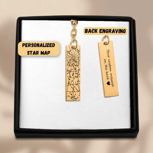 StarMap Vertical Bar Keychain personalized custom engraved Keychain