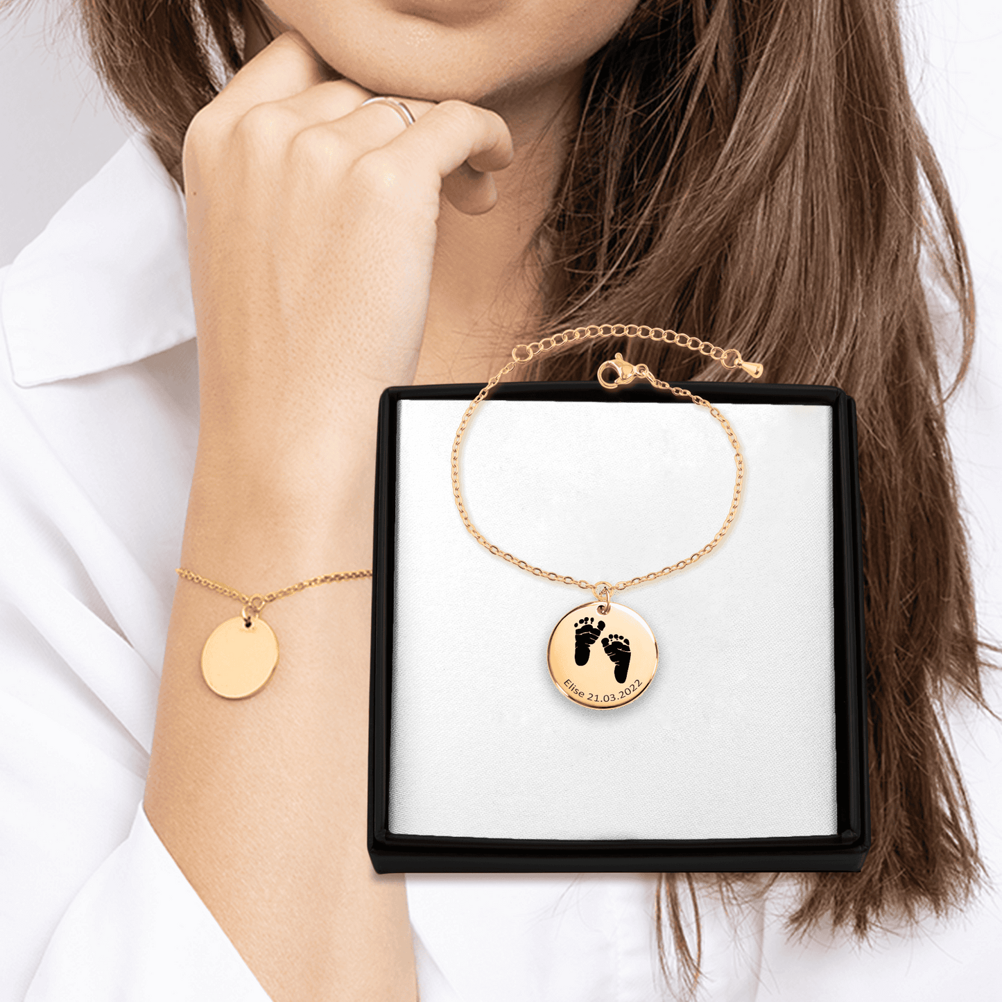 Actual Feet Print Coin Bracelet