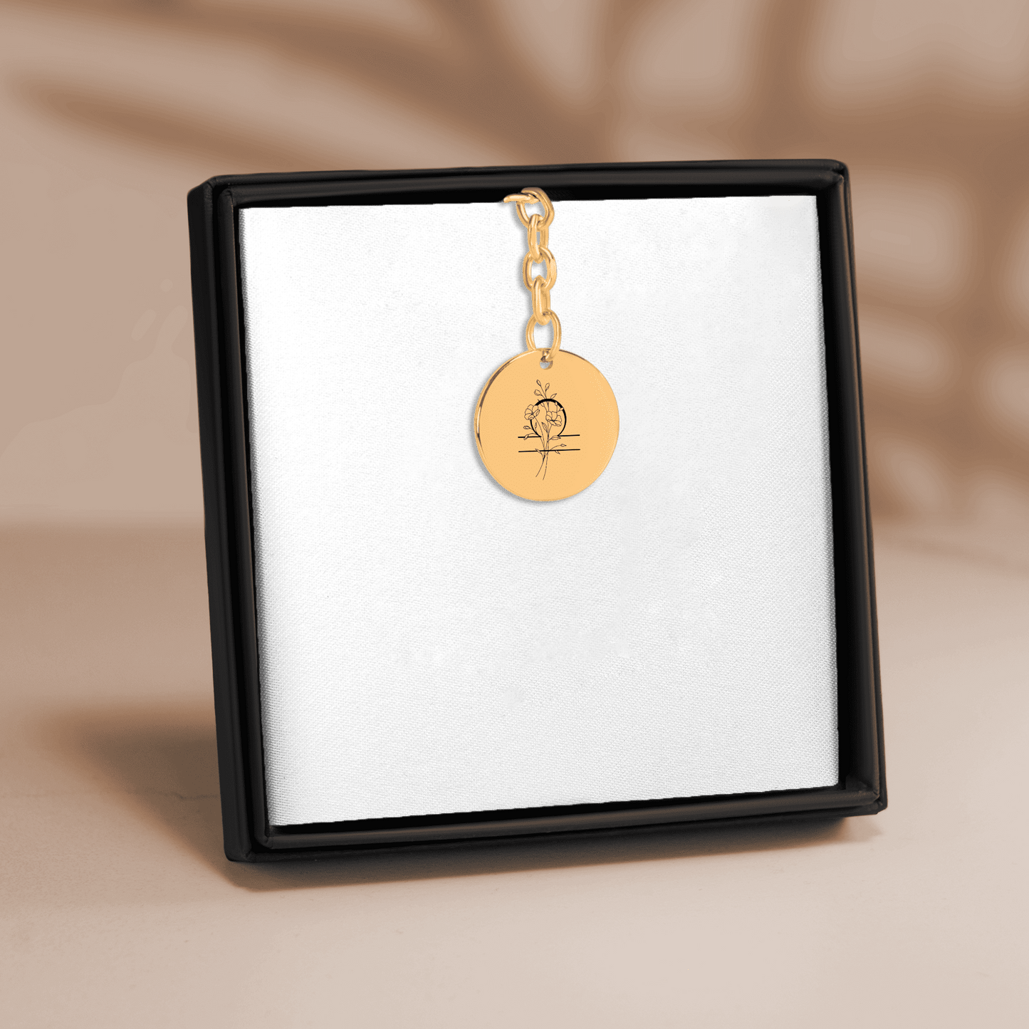Libra Floral Zodiac Sign Coin Keychain customized Keychain