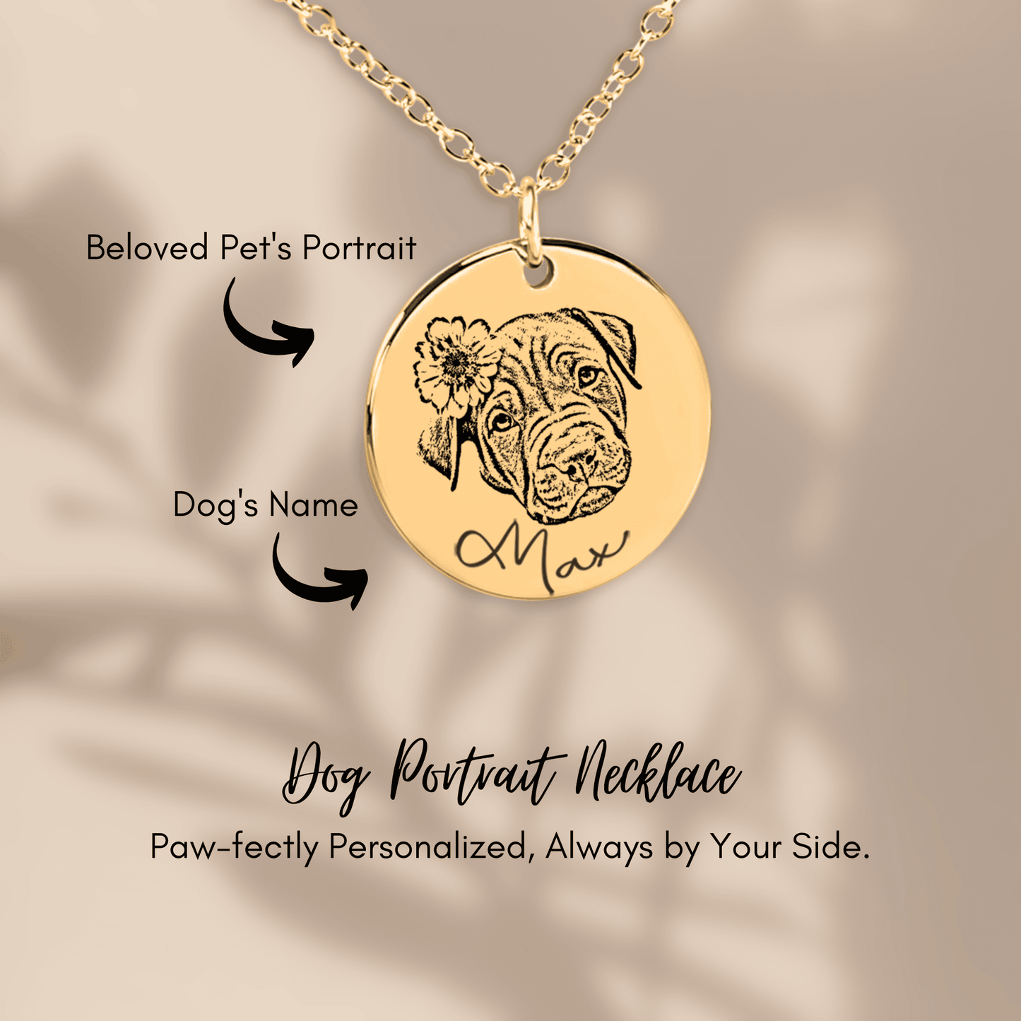 Dog Portrait Necklace personalize your custom engraved necklace