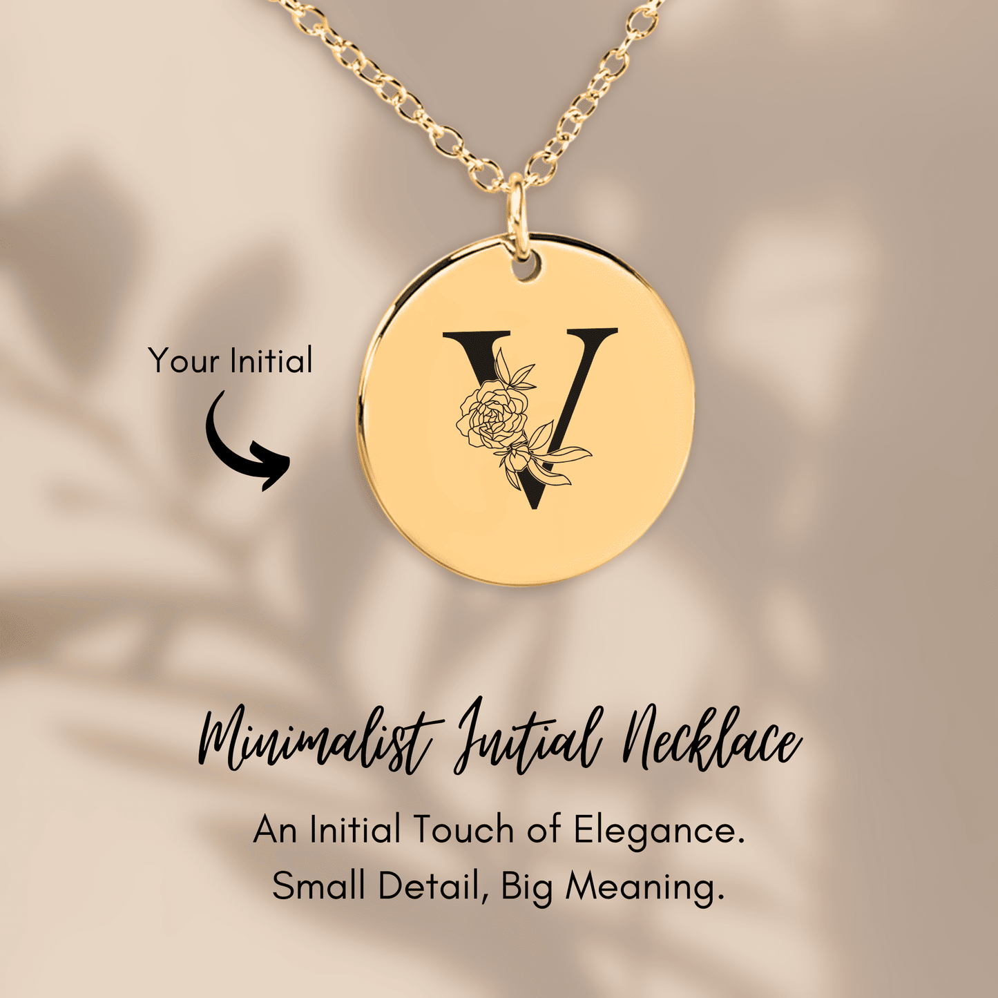 Floral Initial Necklace – your initial beautifully engraved