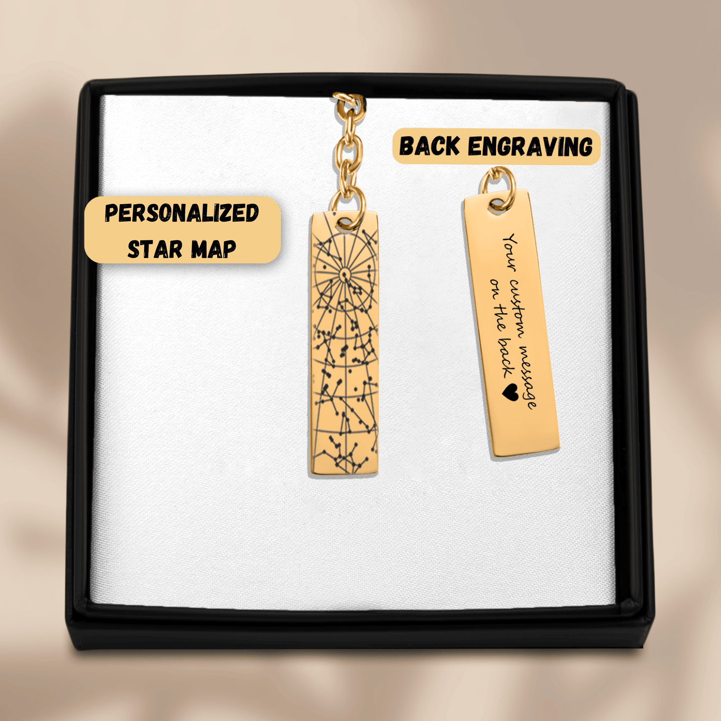 StarMap Vertical Bar Keychain personalized custom engraved Keychain