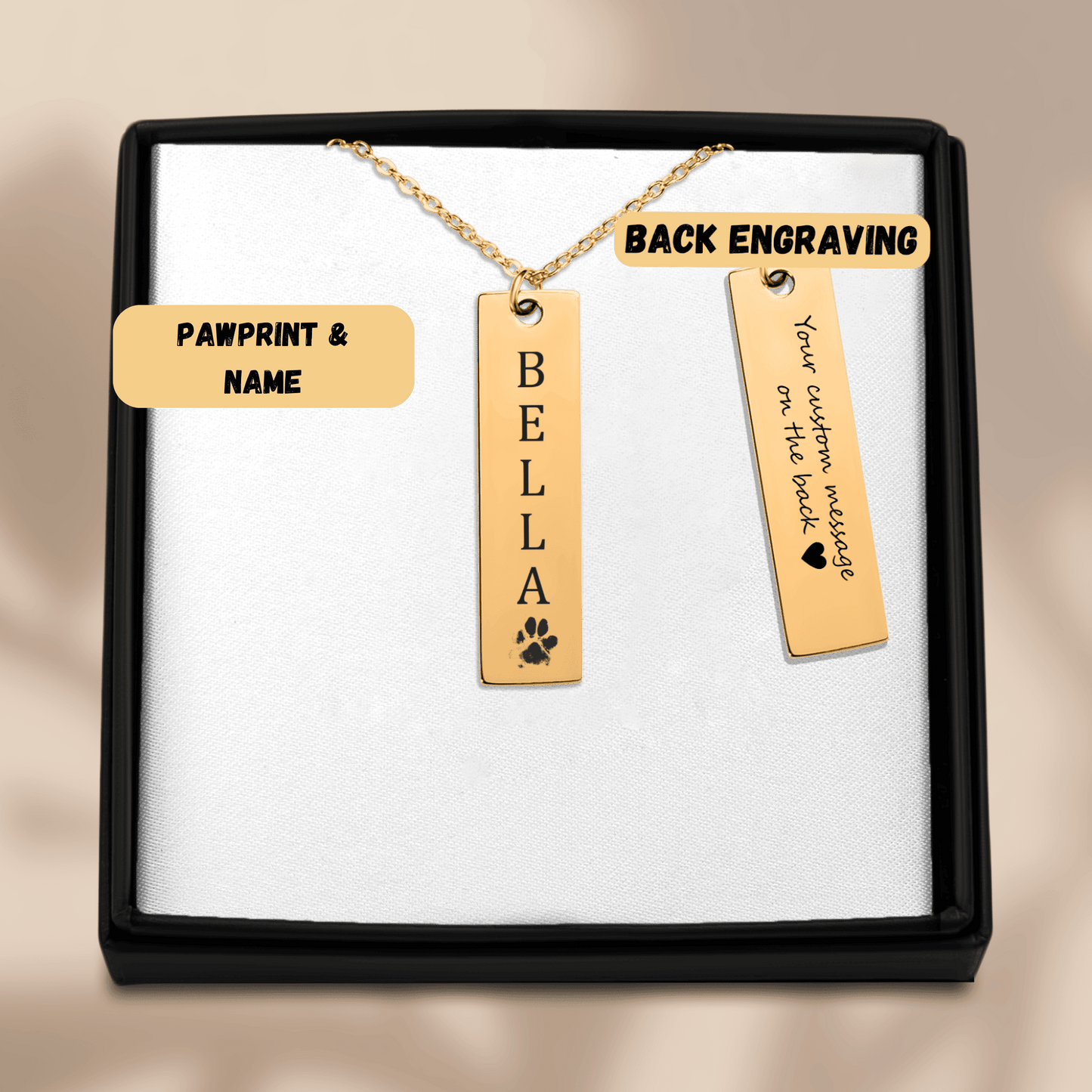 Vertical Bar Necklace with your pets name