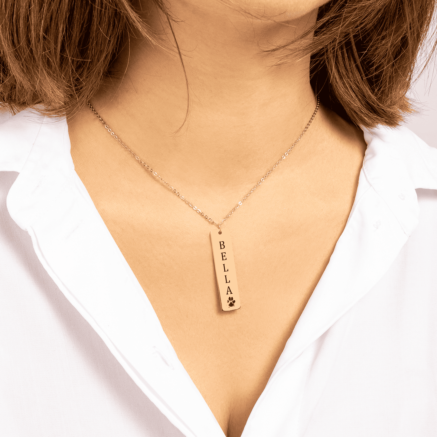 Vertical Bar Necklace with your pets name