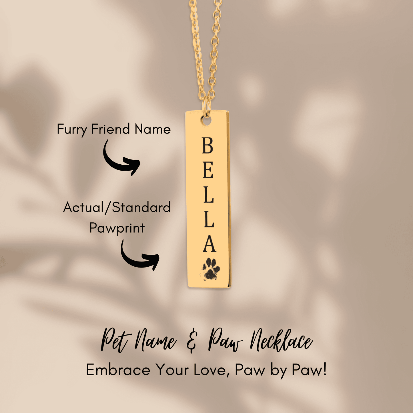 Vertical Bar Necklace with your pets name